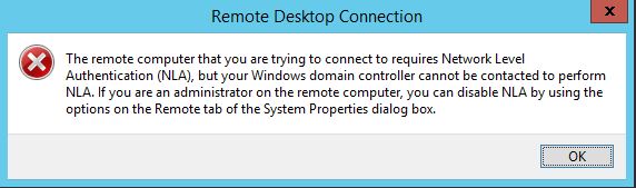 Disable Network Level Authentication