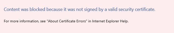 Content was blocked not signed