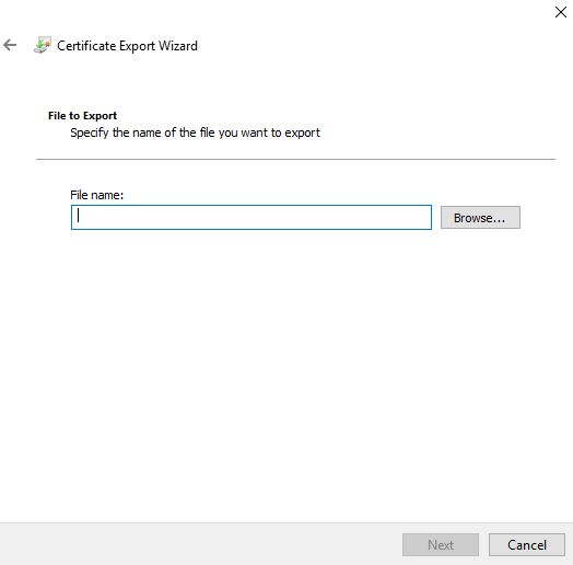 Certificate File to Export