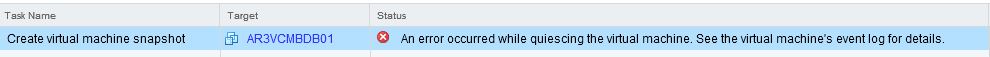 Quiesce Snapshot Failed