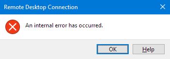 2012 R2 RDP Internal Error