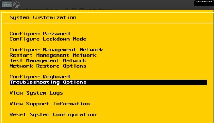 ESXI Troubleshooting Options