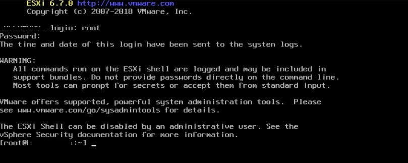 ESXi Shell Login