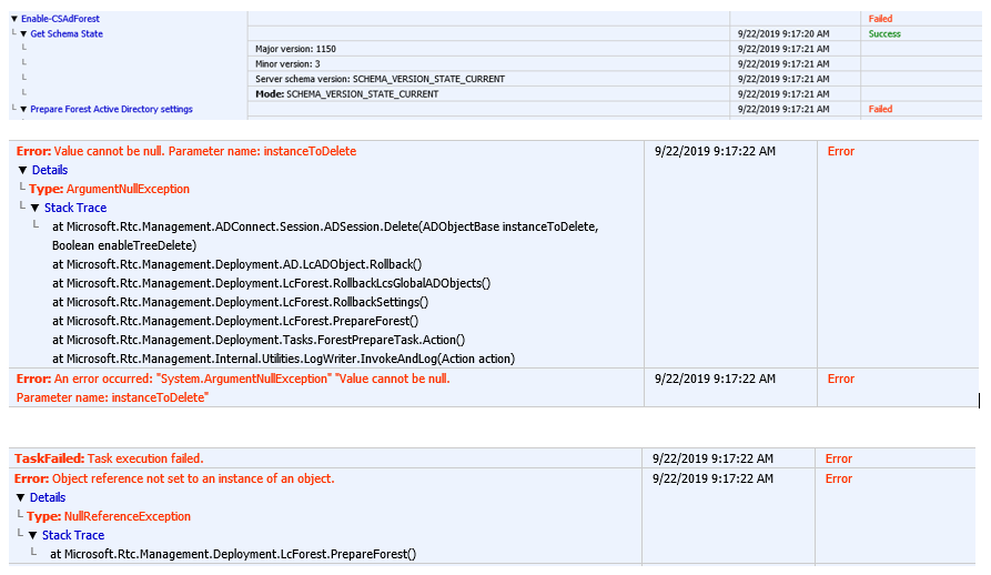 Enable-CsAdForest Failed