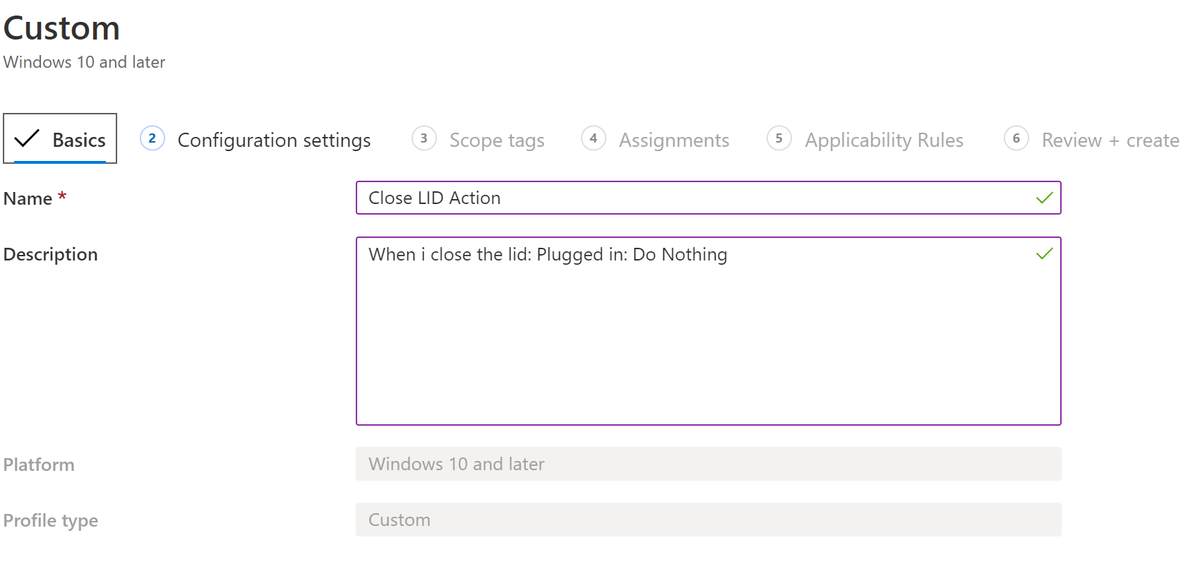 Intune custom profile