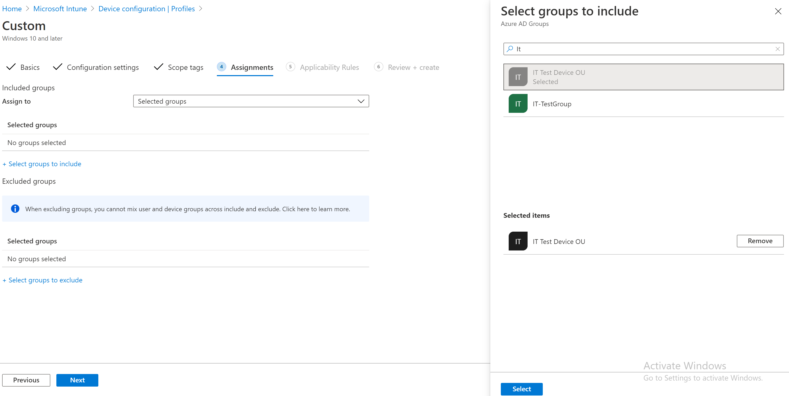 Intune group assignments