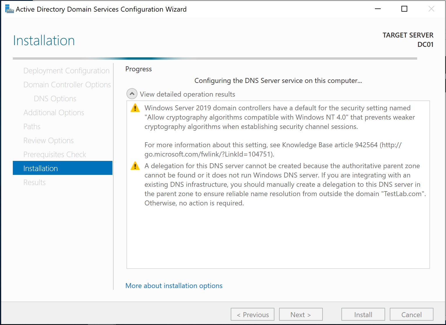 AD Installation Progress