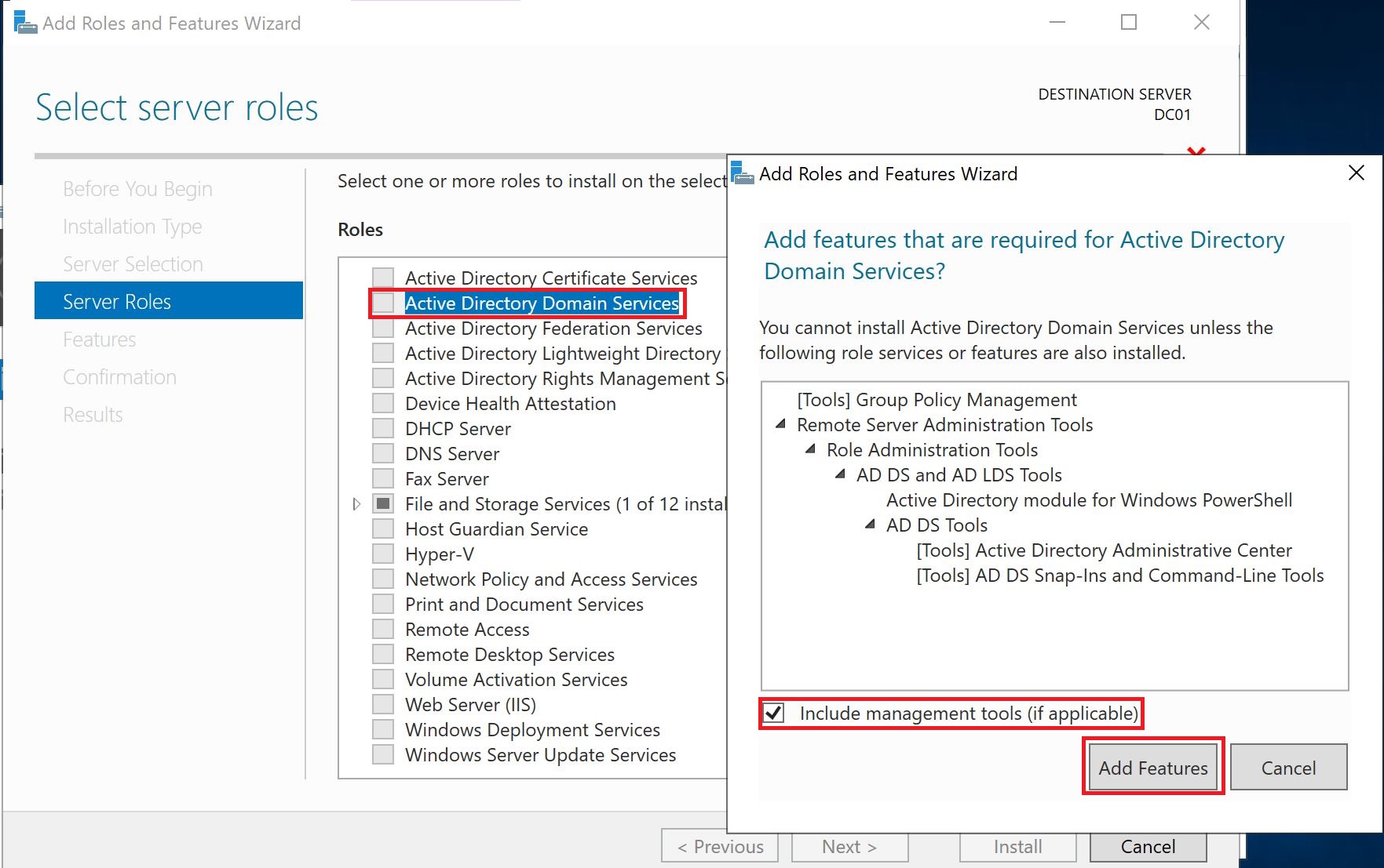 Active Directory Domain Services Role