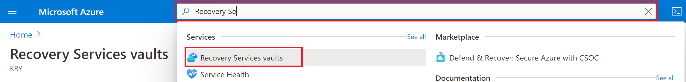 Recovery Services Vault