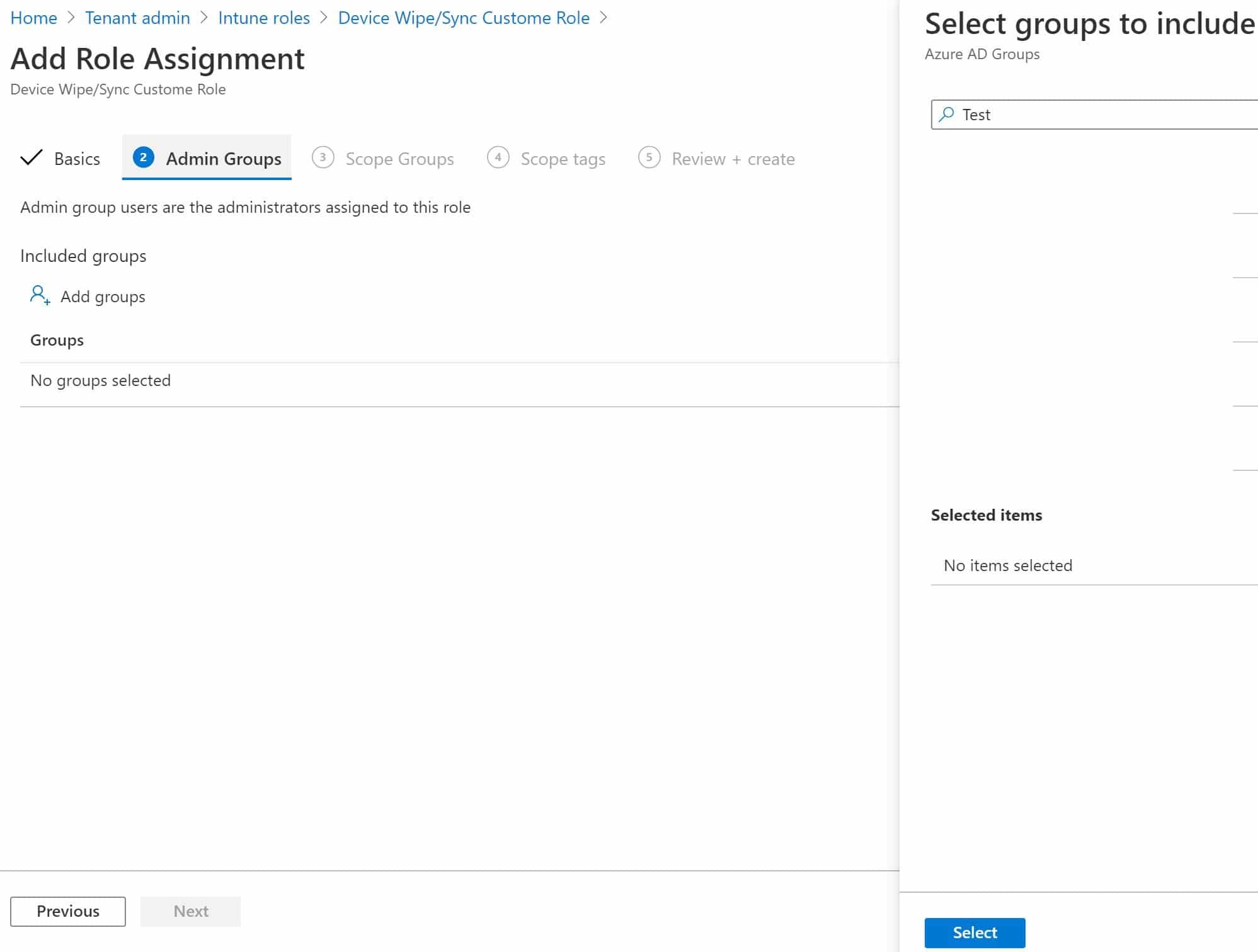 create a custom role in Intune