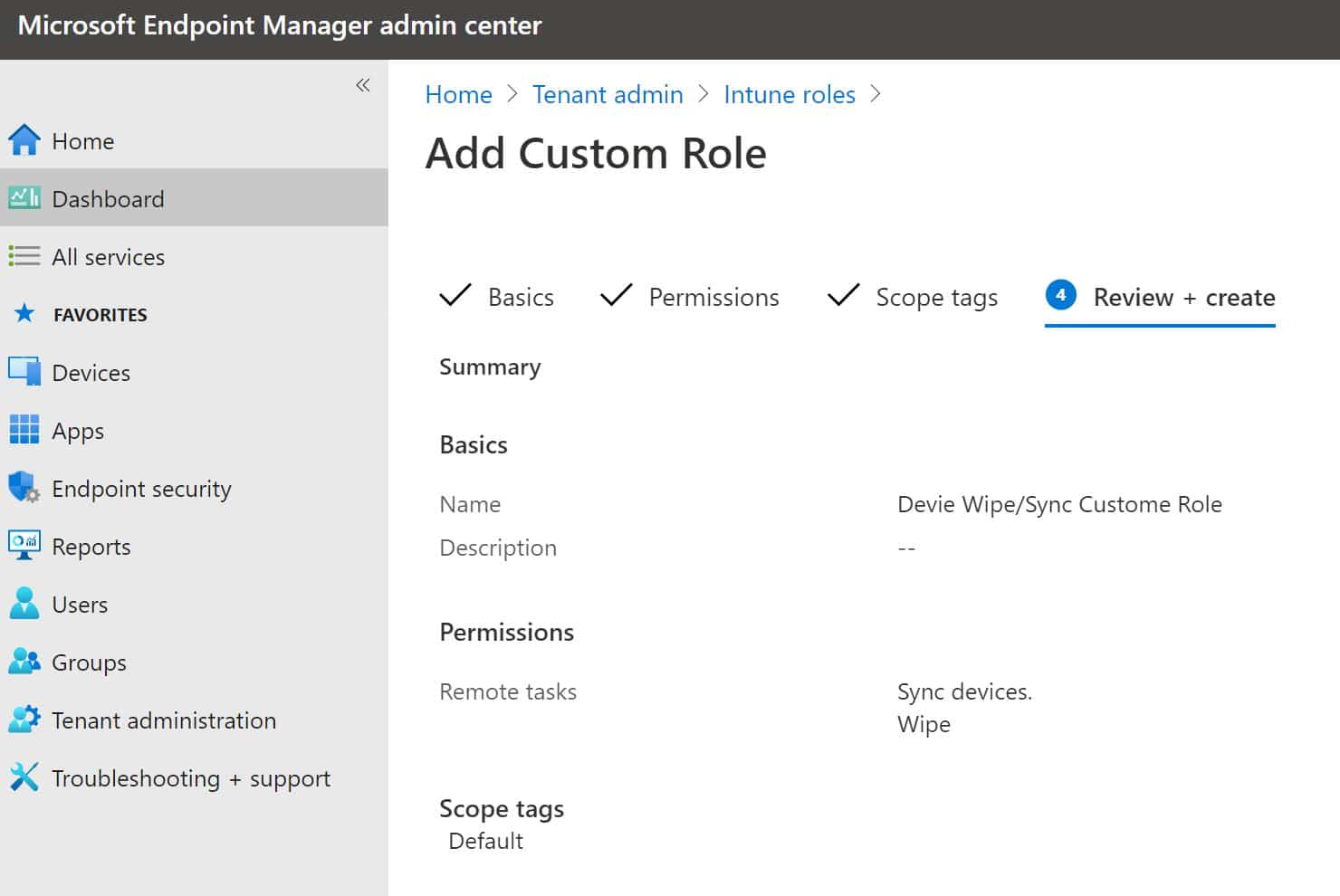 Intune Custom role