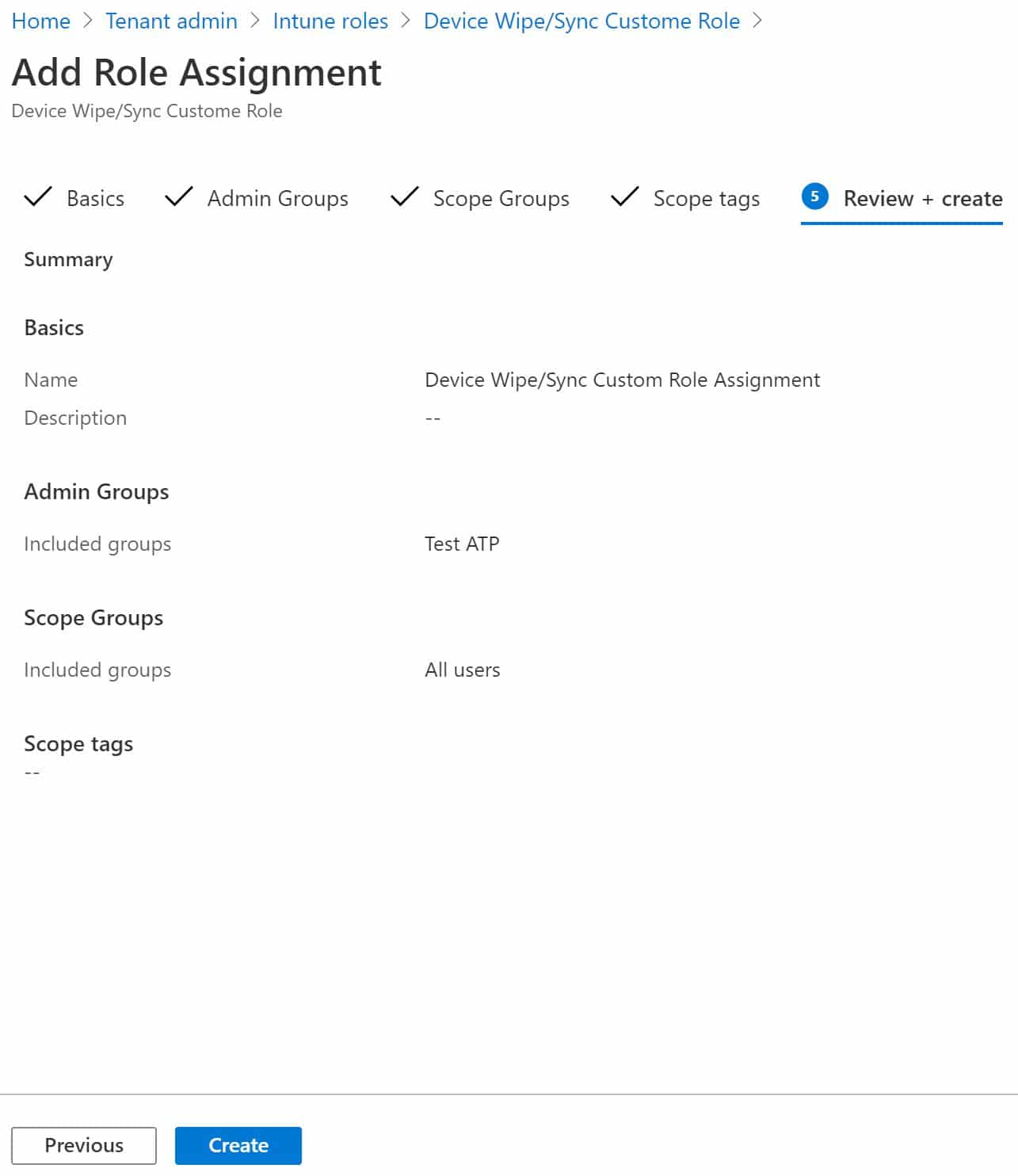 Intune Custom role