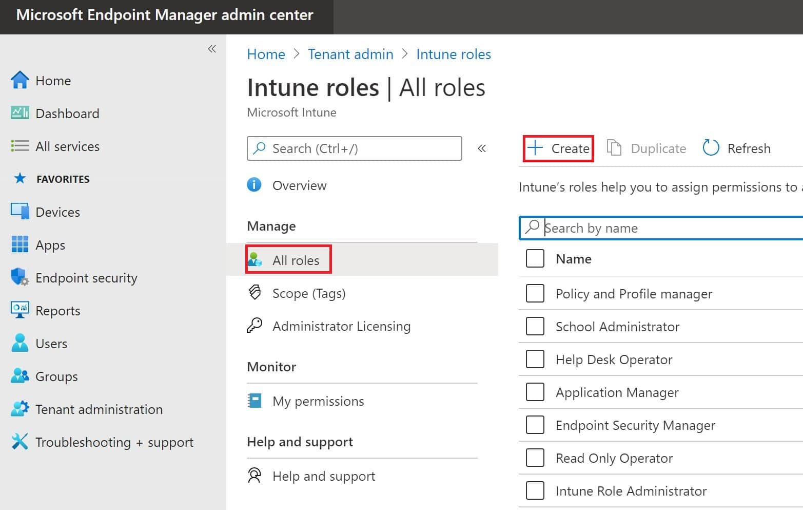 Intune Custom role