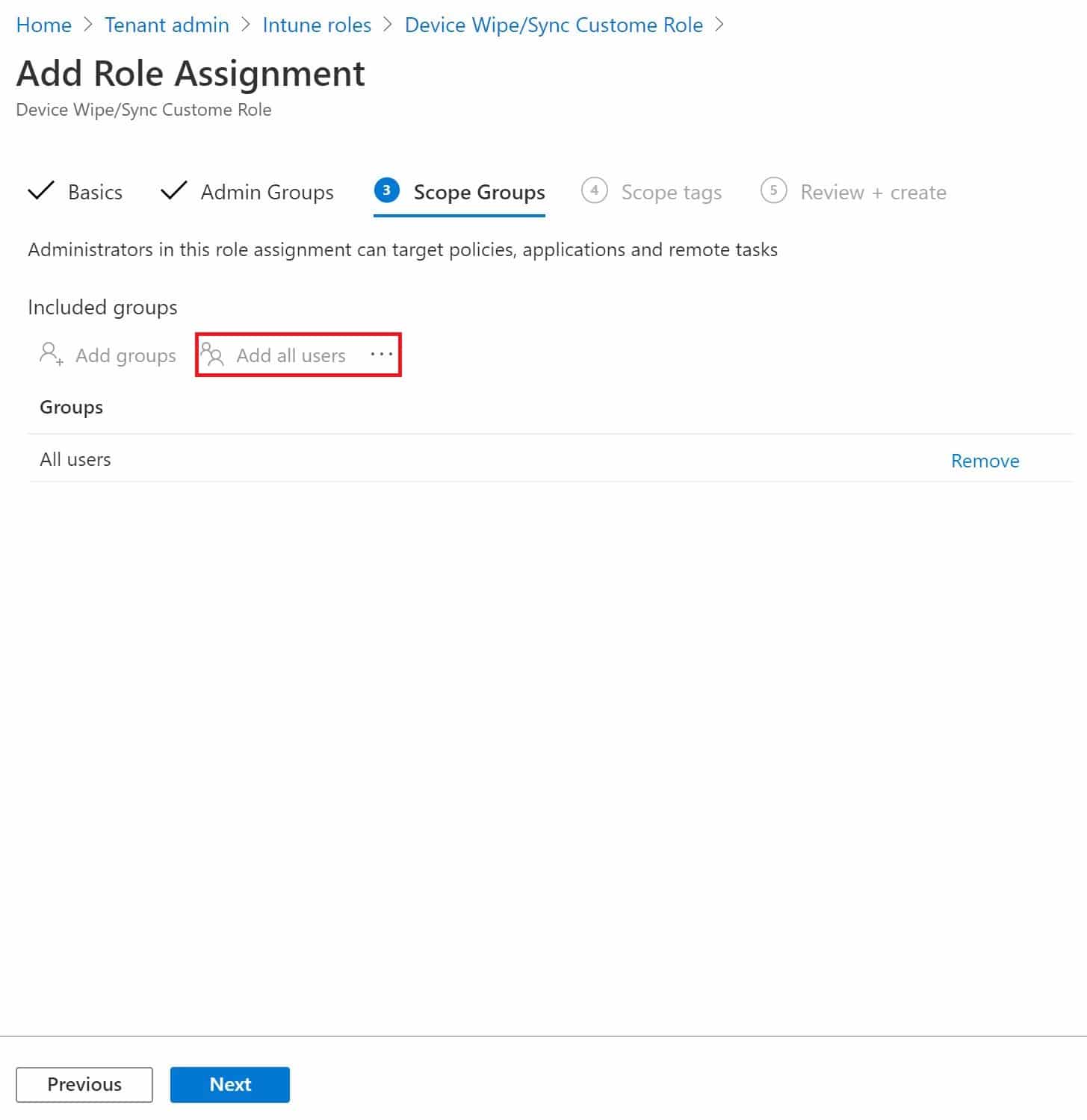Intune scope group