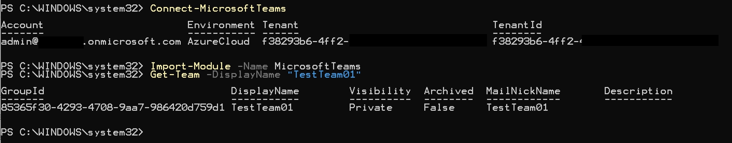 Connect Microsoft Team with PowerShell