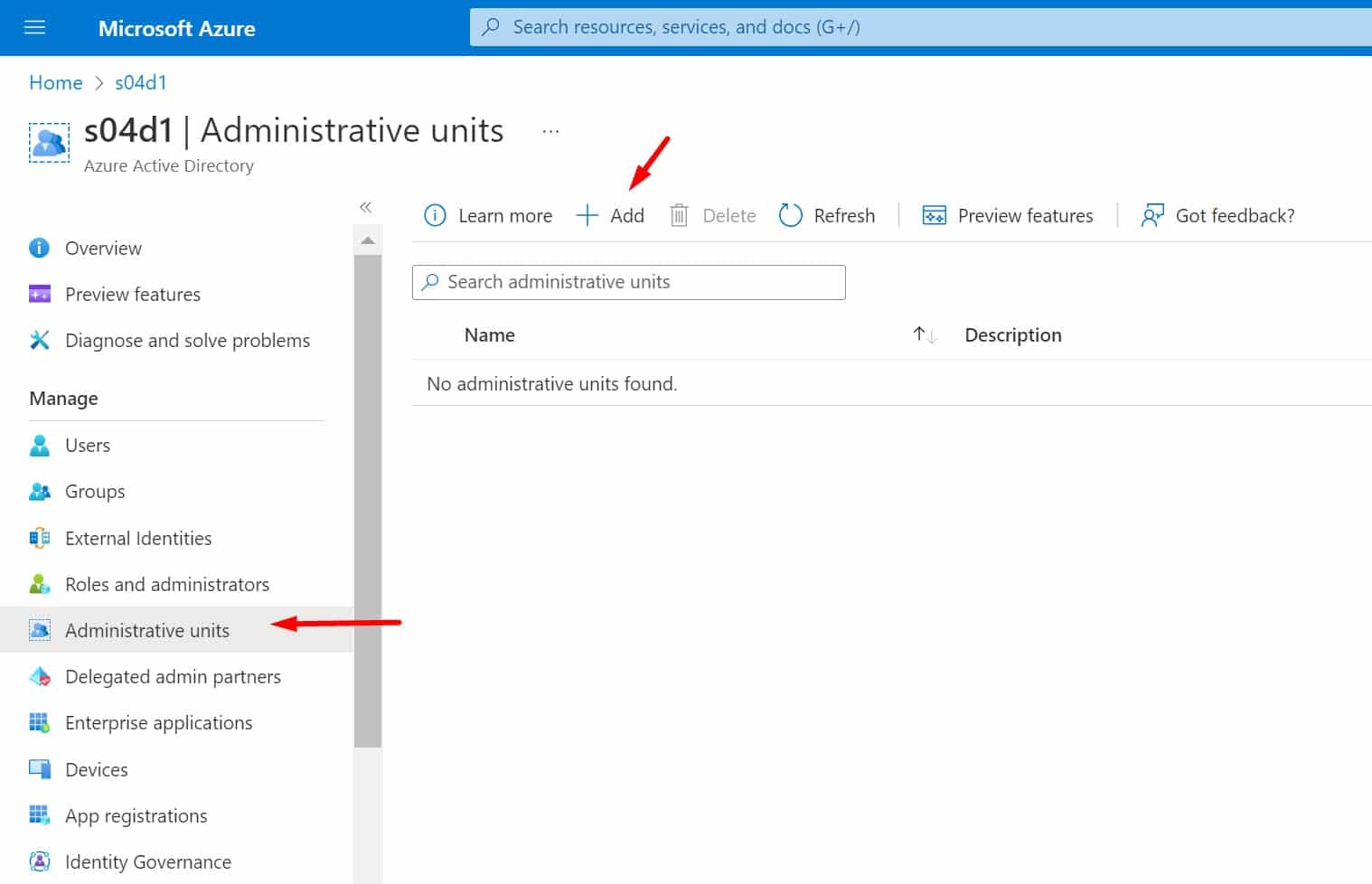 Add Administrative Units