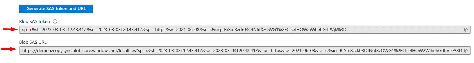 Blob Sas Token and URL