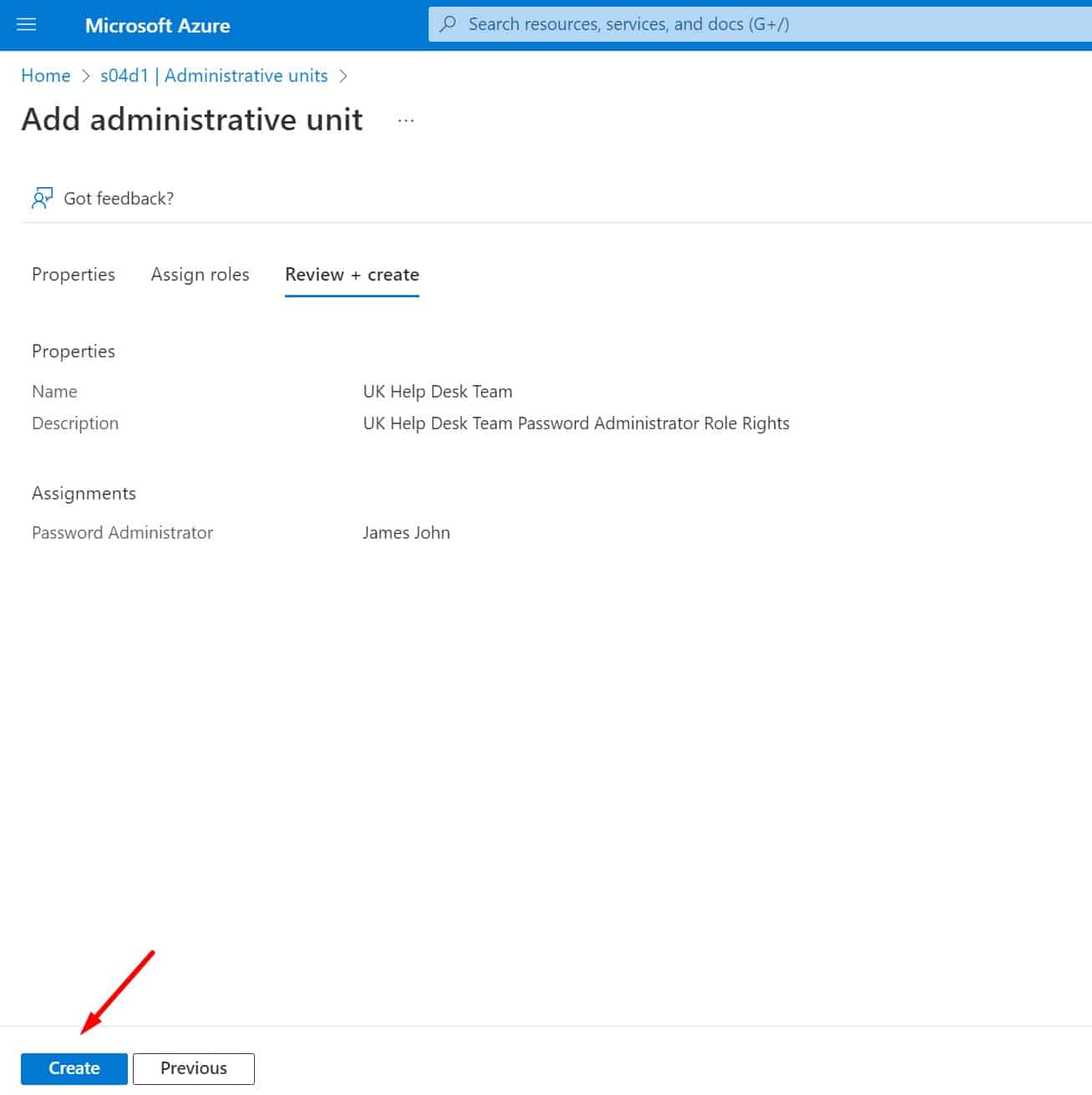 Create Administrative Units