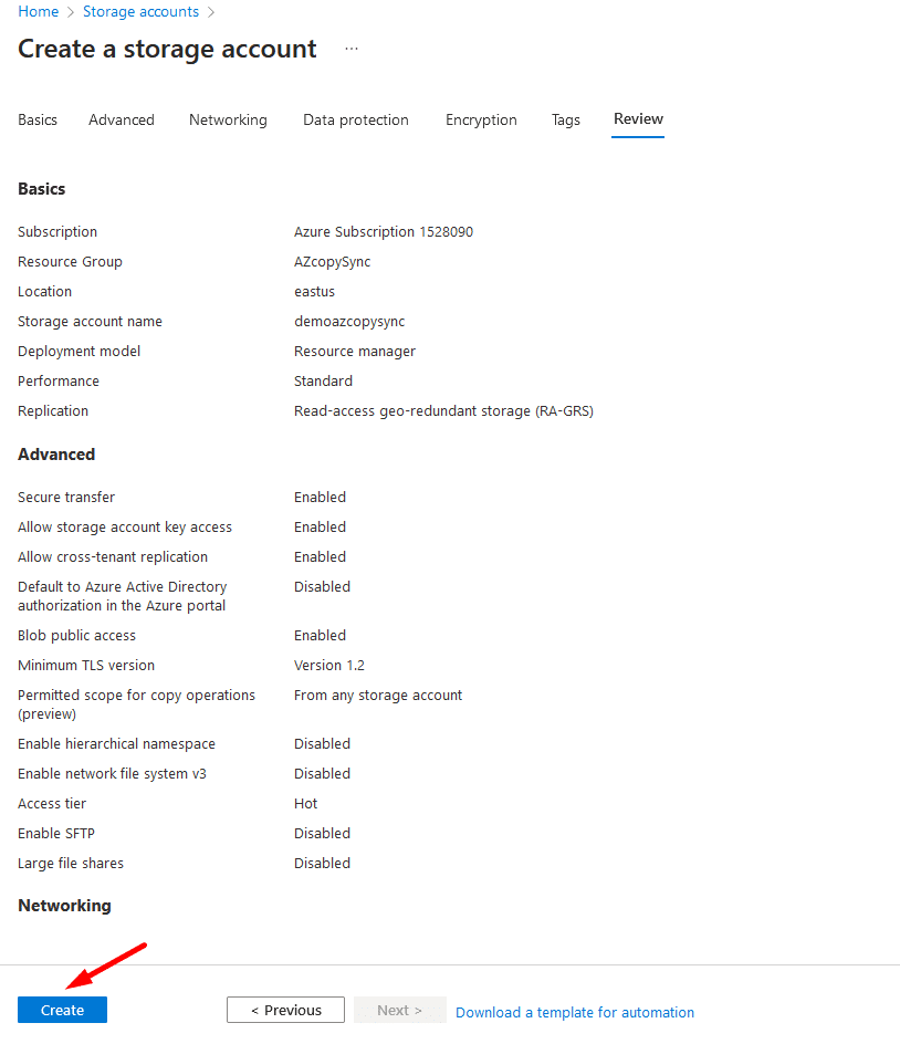 Create Storage Account