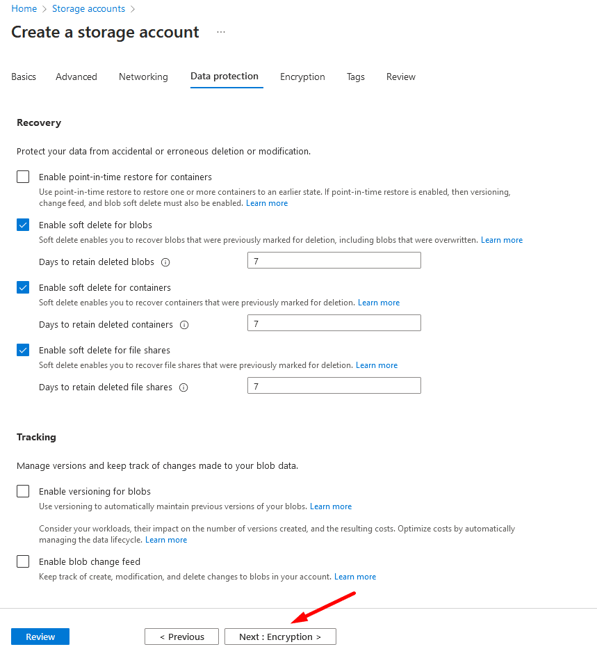 Data protection in Storage Account