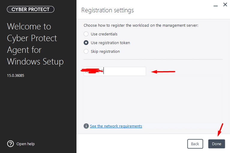 Cyber Protect Registration Token