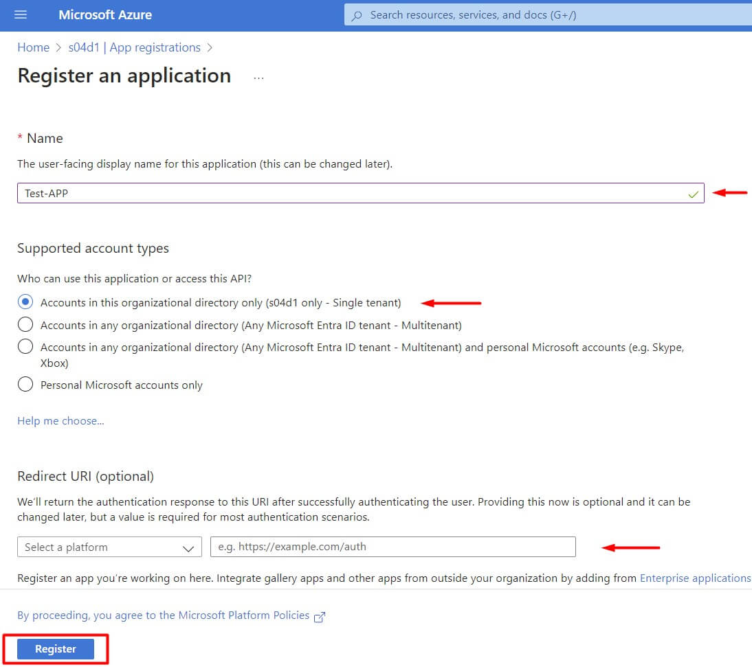 Register an Application Entra ID