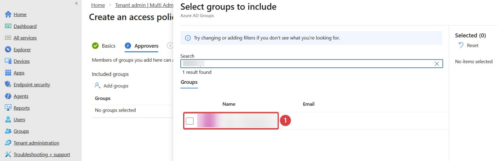Intune MAA policy type set to Device Wipe