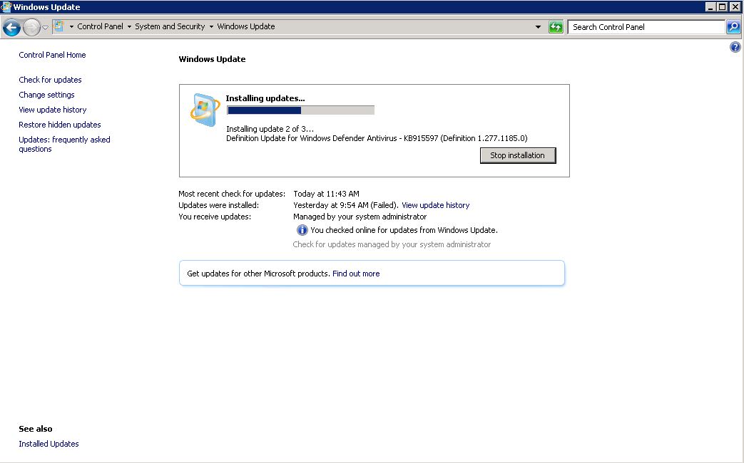 Installing Updates - 80243004