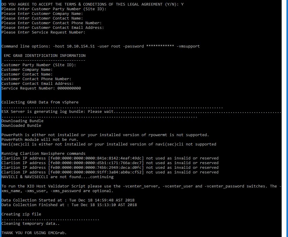 EMC Grab ESXI Host Output