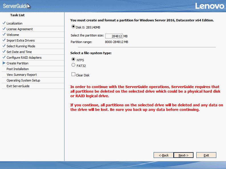 IBM_Lenovo Disk Size and File System