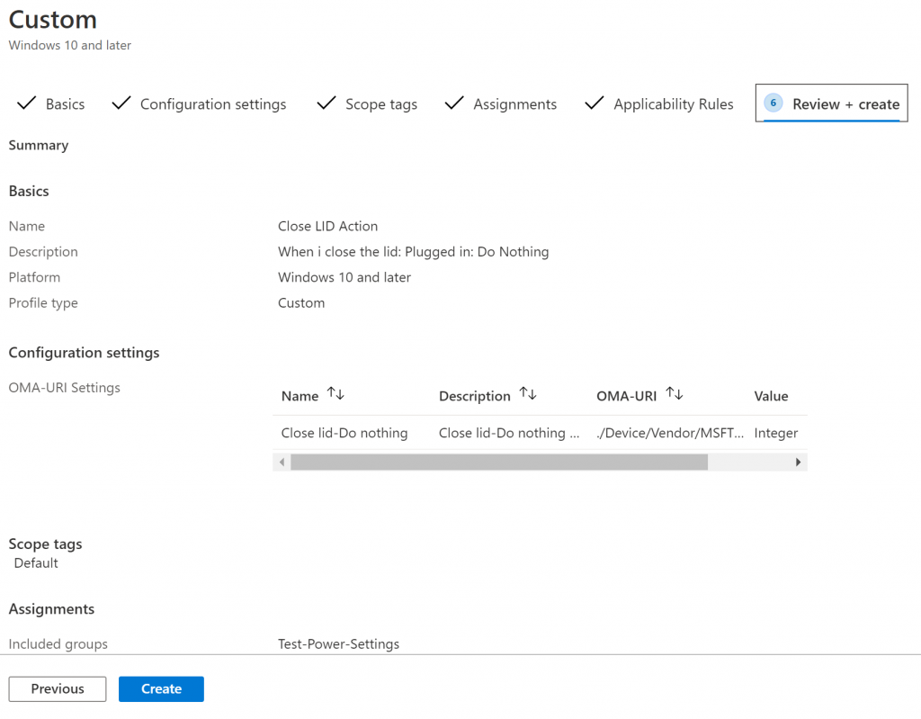 Create Intune Profile