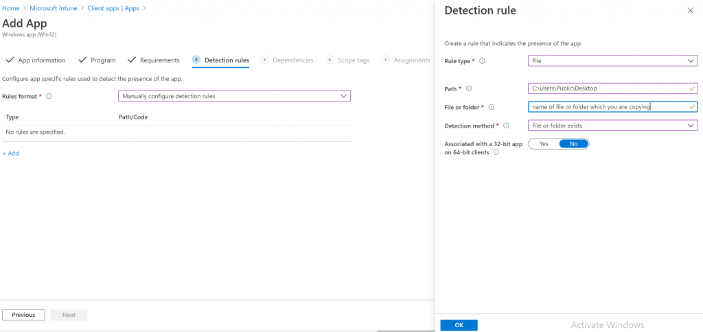 Intune App detection rules