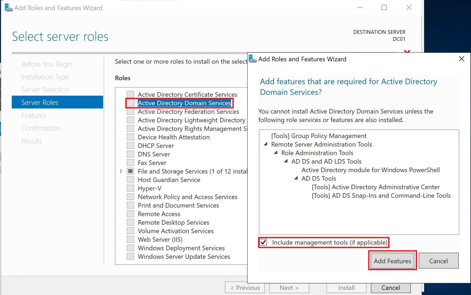Active Directory Installation in Windows Server 2019