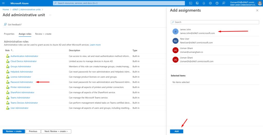 Administrative Units Assign Roles