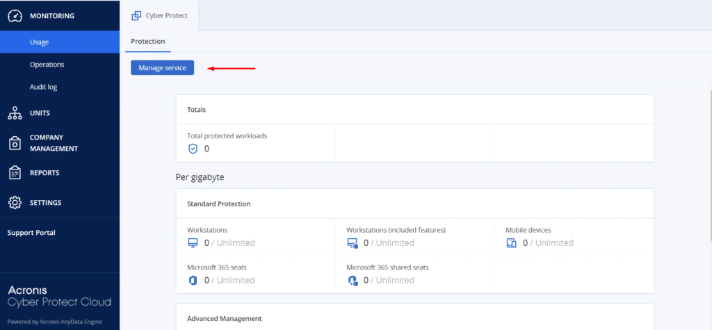 Acronis Manage Service