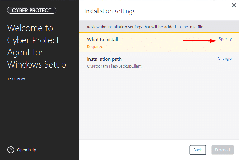 Cyber Protect Windows Setup