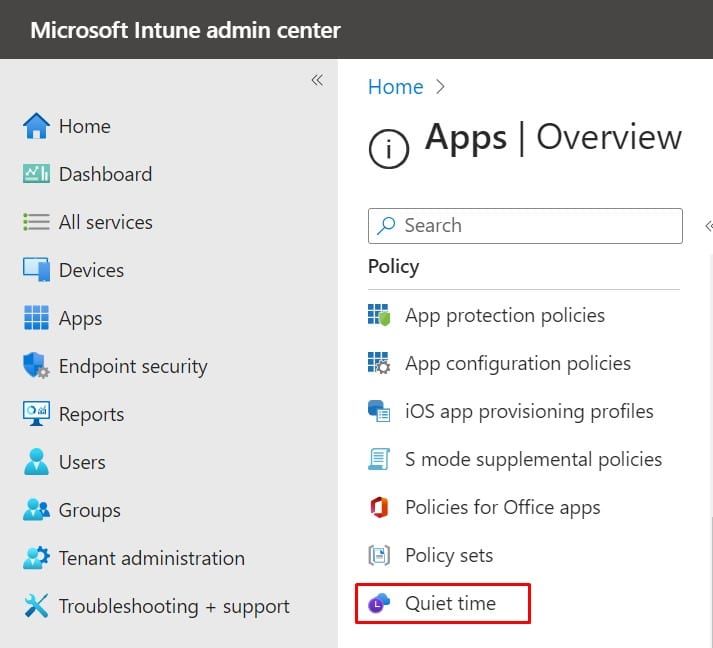 Intune Quiet Time